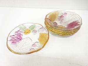 ガラス　フルーツ柄　皿　5客揃